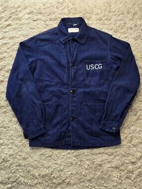 VTG 70s USCG Cotton Navy Jacket L